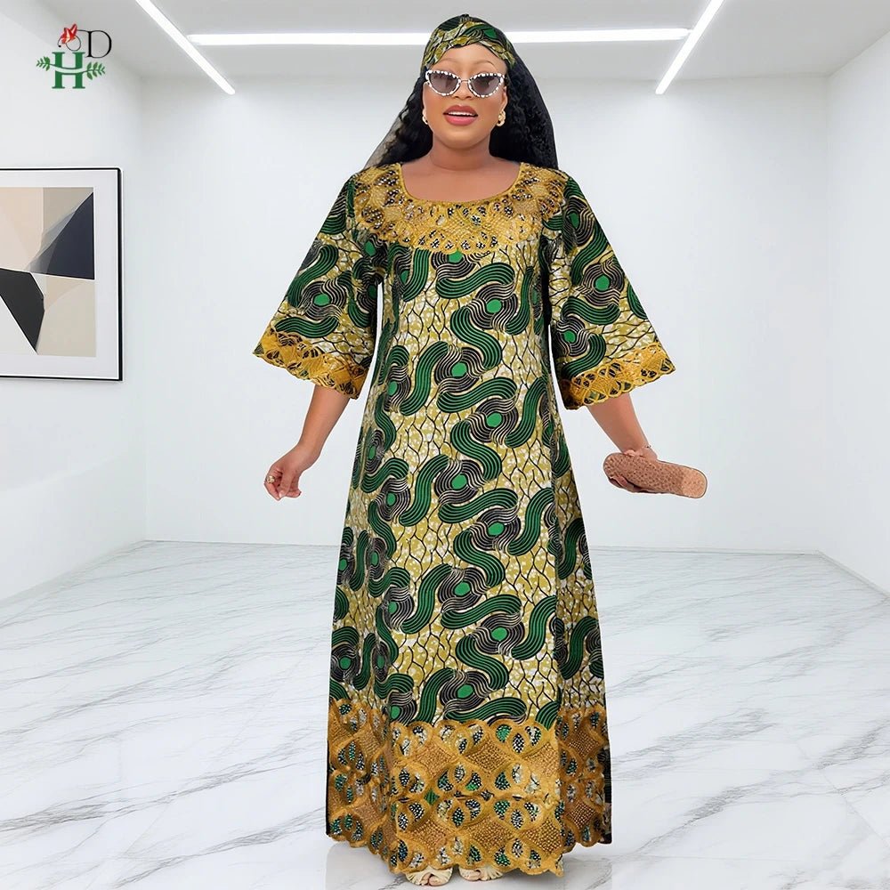 Women’s African Traditional Dress – Embroidered Boubou Kaftan Abaya - Free Delivery Worldwide only at Flexi Africa