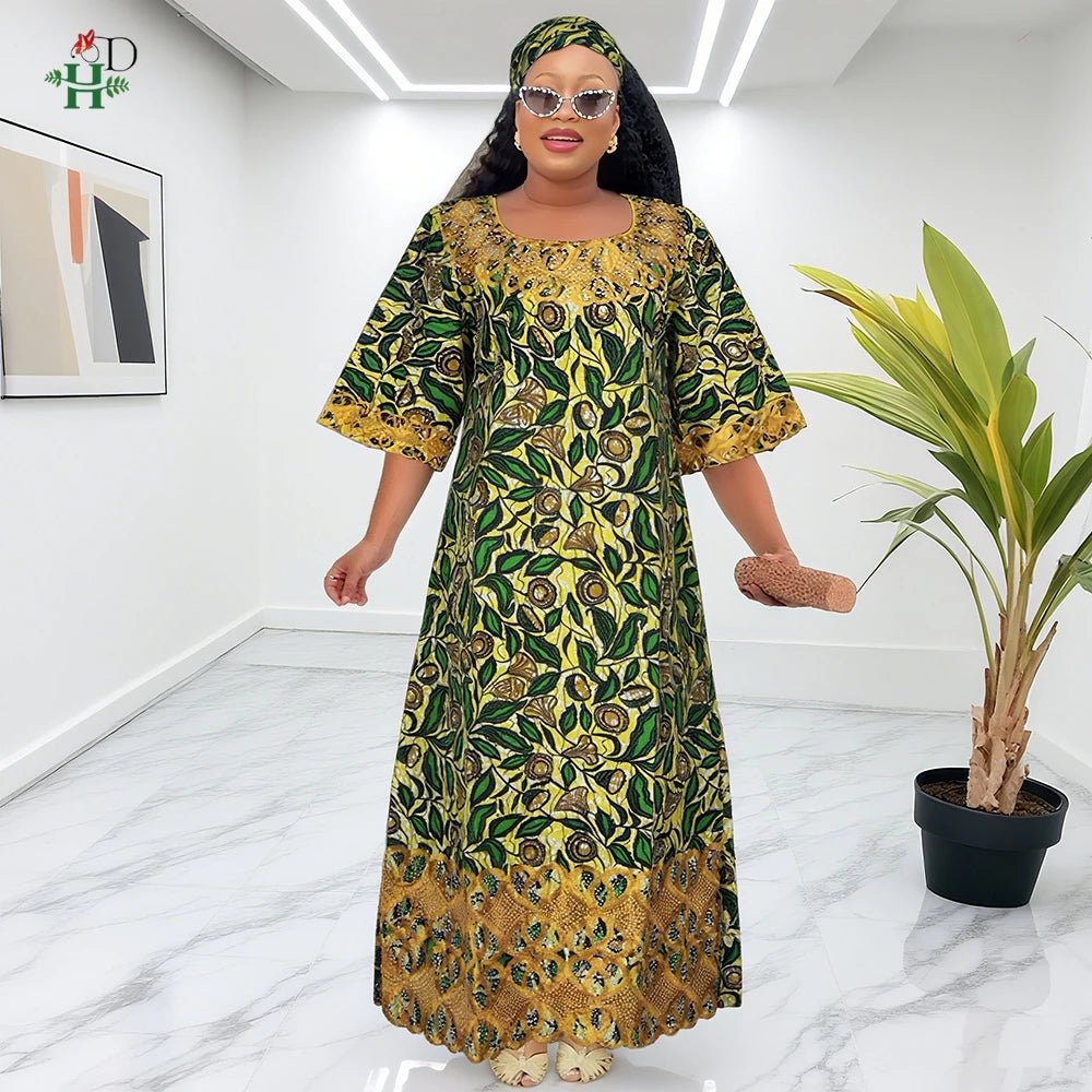 Women’s African Traditional Dress – Embroidered Boubou Kaftan Abaya - Free Delivery Worldwide only at Flexi Africa