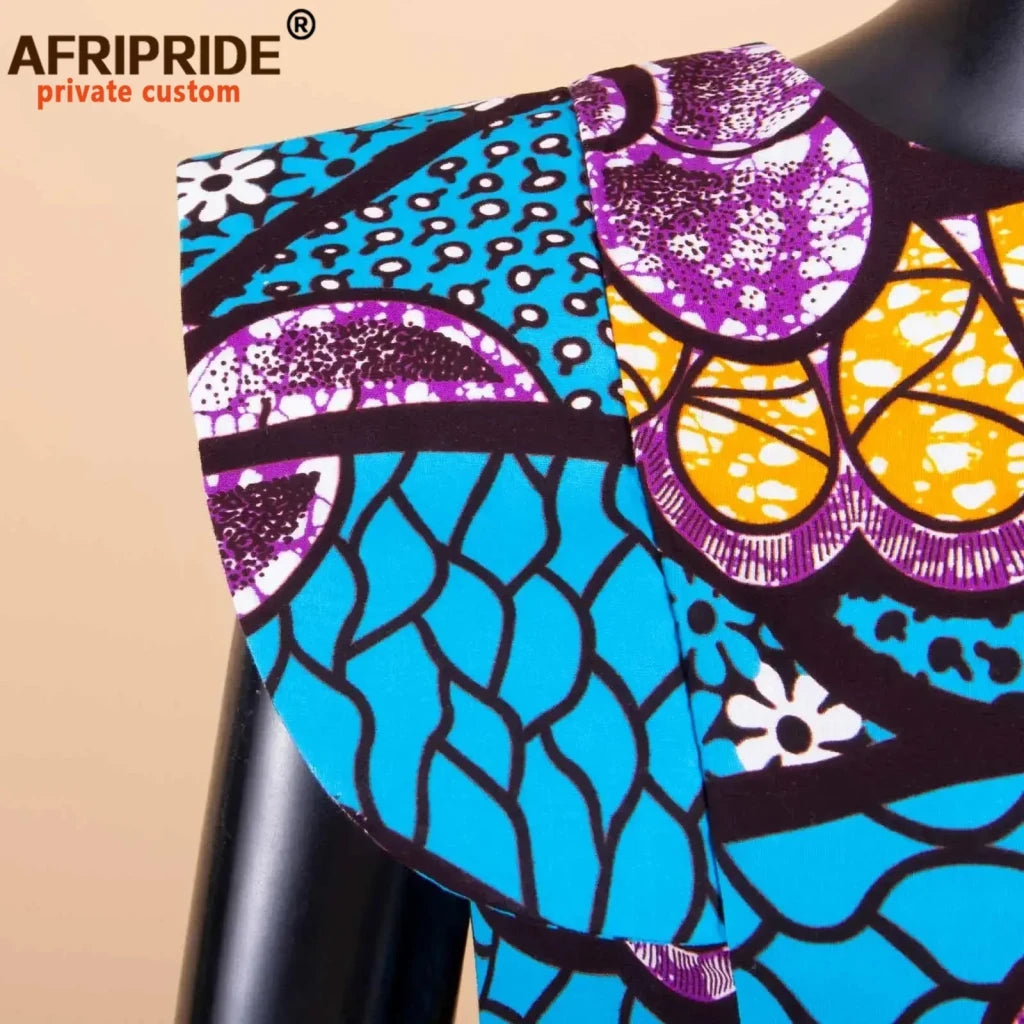 Women’s Ankara Dashiki Print Floor - Length A - Line Dress - Free Delivery Worldwide only at Flexi Africa