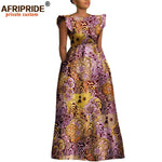Women’s Ankara Dashiki Print Floor - Length A - Line Dress - Free Delivery Worldwide only at Flexi Africa
