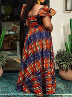 Women’s Geometric Print A - Line Dress with Slit - Free Delivery Worldwide only at Flexi Africa