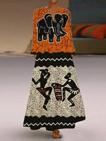 Women’s Long Sleeve V - Neck African Maxi Dress – Elegant Party & Everyday Wear - Free Delivery Worldwide only at Flexi Africa