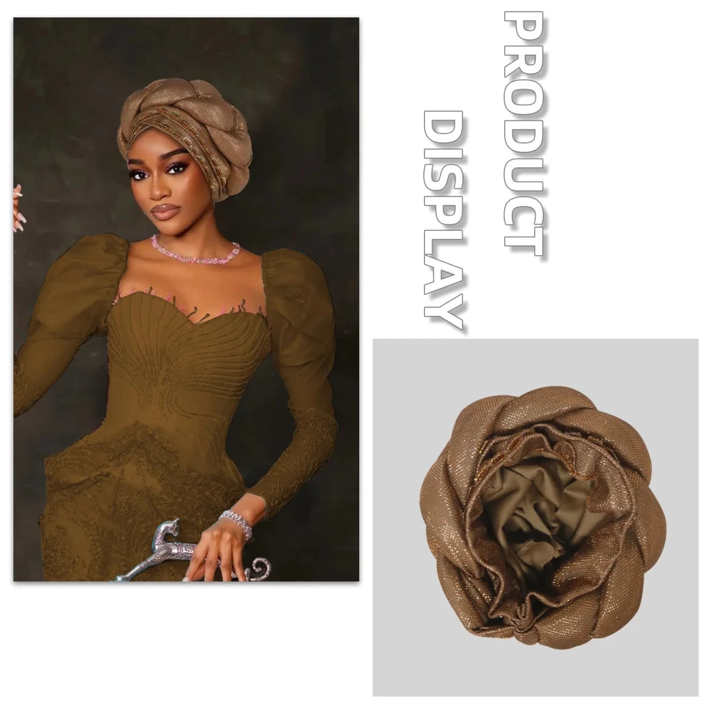 Women’s Nigerian Auto Gele – Stylish Wedding & Party Headscarf - Free Delivery Worldwide only at Flexi Africa