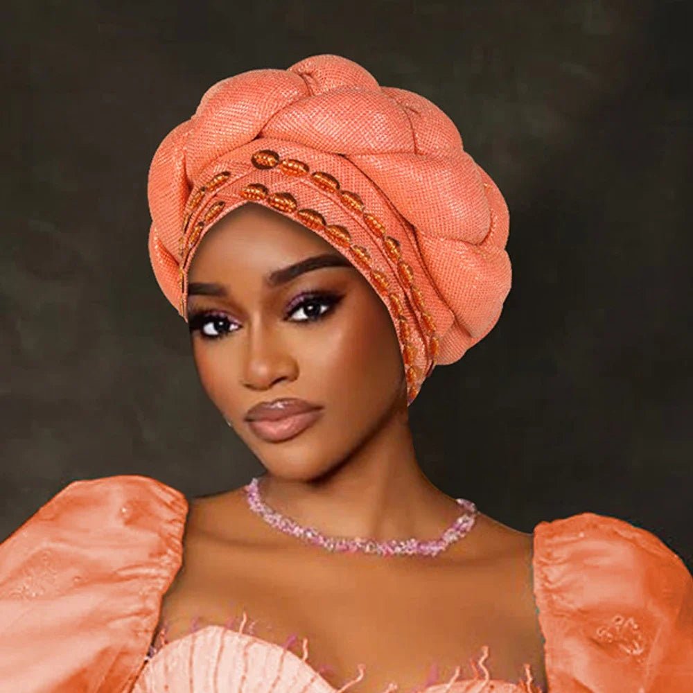 Women’s Nigerian Auto Gele – Stylish Wedding & Party Headscarf - Free Delivery Worldwide only at Flexi Africa