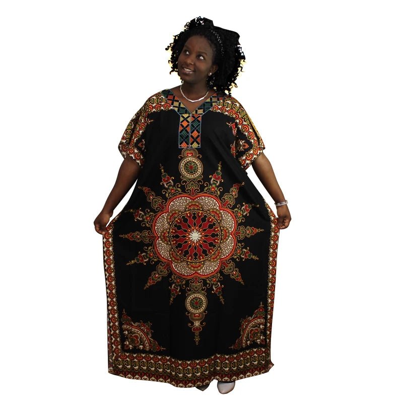 Women’s Plus Size African Party Dress – Ankara Dashiki Cotton Maxi Gown - Free Delivery Worldwide only at Flexi Africa