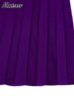 Women’s Slim Fit Purple Pleated Dress – V - Neck, Belted A - Line Evening & Party Robe - Free Delivery Worldwide only at Flexi Africa